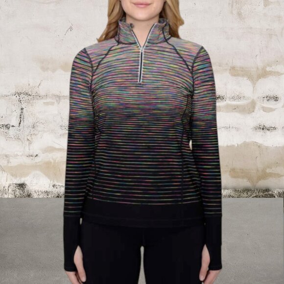 Kirkland Signature Tops - Kirkland Signature Multicolor Striped Top with Thumbholes Size XL
